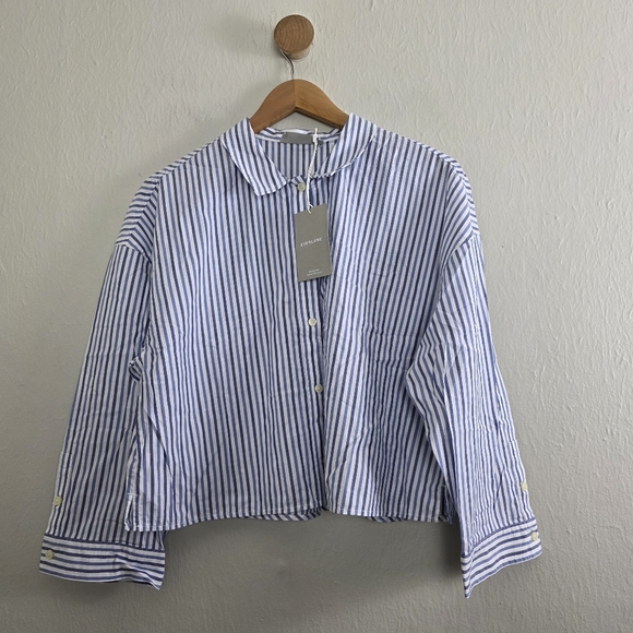 Everlane Other - NWT Everlane The Woven PJ Button Down Crop Top Blue White Stripe Cotton Medium